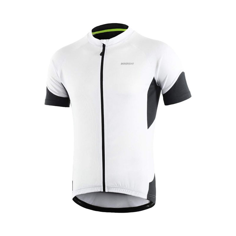 BERGRISAR Men's Basic Cycling Jerseys Short Sleeves Mountain Bike Bicycle Shirt Zipper Pockets White Size X-Large - Image 1